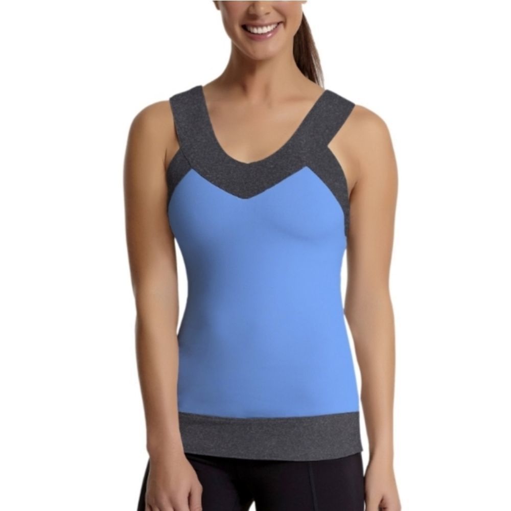 Zobha Paige Double‎ V-Neck Tank Top Blue/Gray 8